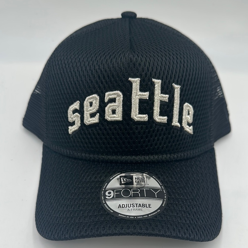 New Era Seattle Mariners City Mesh A-Frame 9FORTY Adjustable Snapback Hat Black
